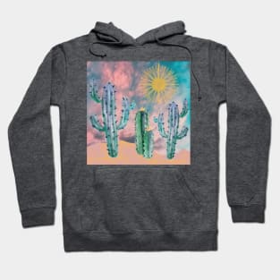 Abstract Cactus Scene - Pink Blue Hoodie